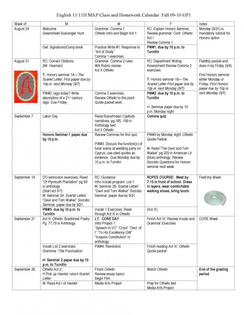 Fall Grading Period One